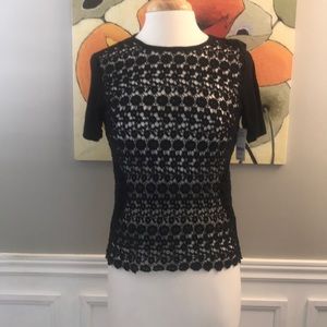 NWT Lord & Taylor front crochet & solid back shirt
